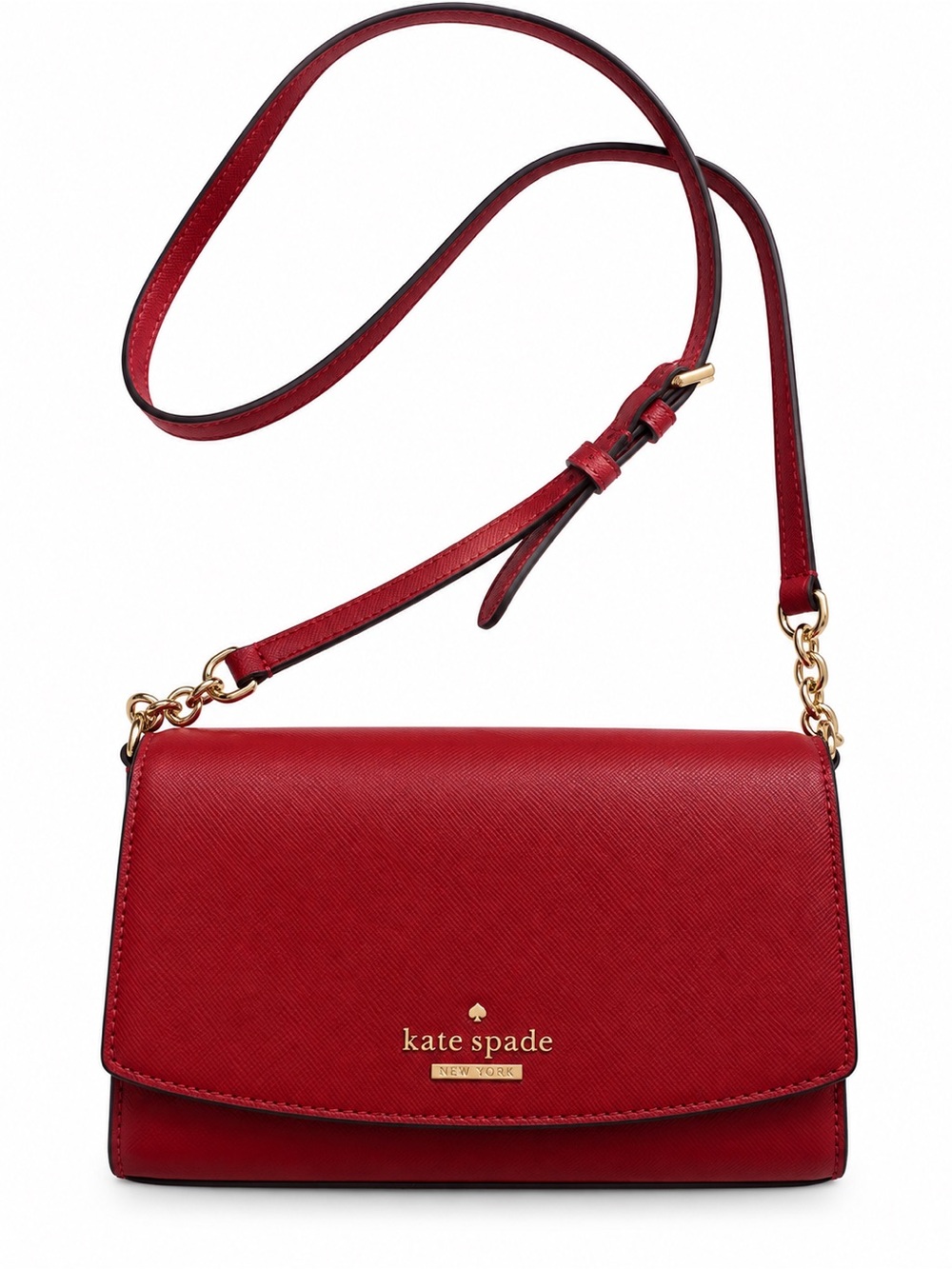 kate spade Red Saffiano Leather Crossbody with Gold Hardware